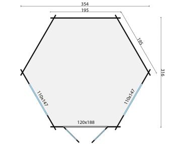 Gartenhaus/Pavillon Nora 354x316